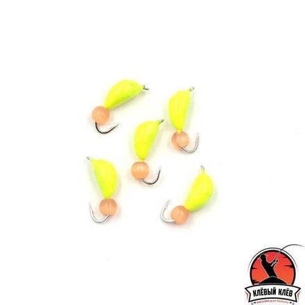 Мормышка безнасадочная ЯМАН "Банан" желтый, d-3 мм, вес 0,5 г, кошачий глаз красный