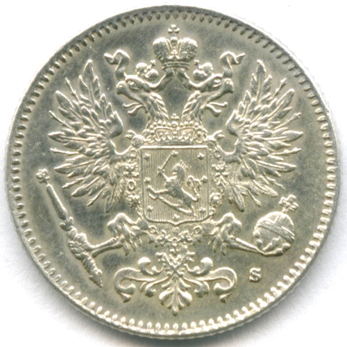 50 пенни 1917 год (S). Россия для Финляндии (орел с коронами). XF