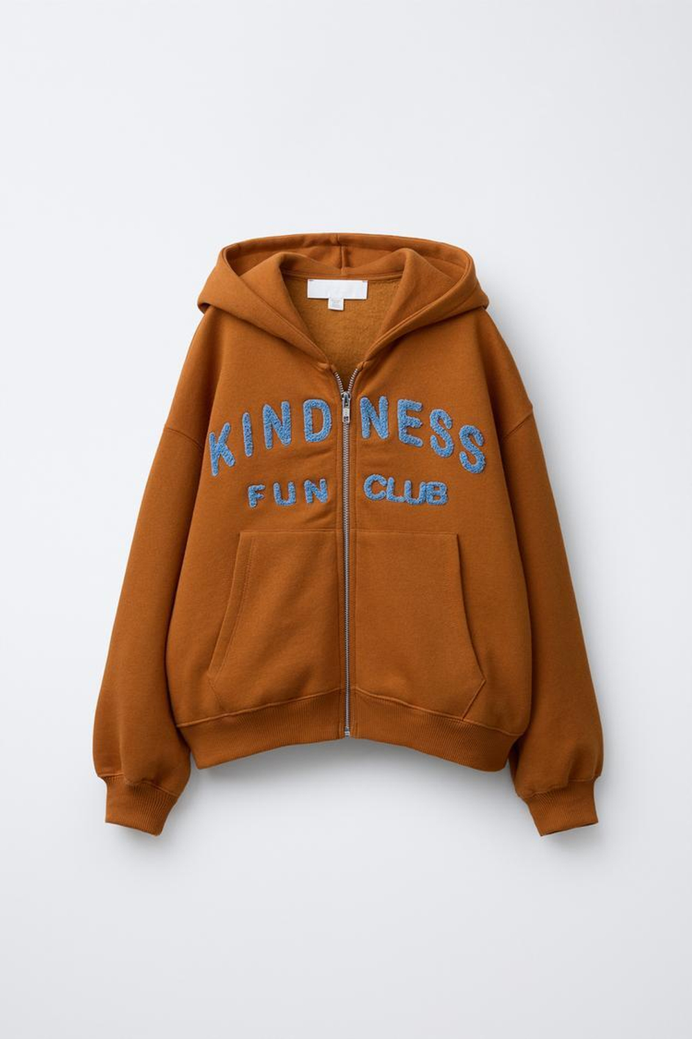 ZARA ХУДИ С НАДПИСЬЮ ИЗ МАХРОВОЙ ТКАНИ, ТЕРРАКОТОВЫЙ