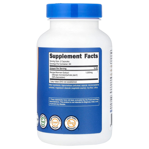 Nutricost, бакопа, 120 капсул (500 мг в 1 капсуле)