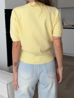 Топ вязаный, базовый, с коротким рукавом, на молнии