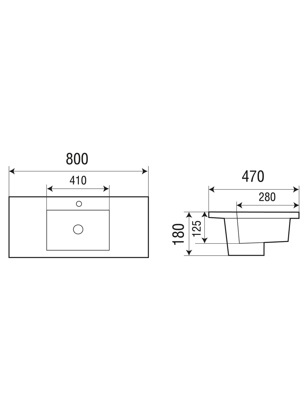 Раковина врезная WeltWasser WW  DEILBACH 7505- 80 800х470х180