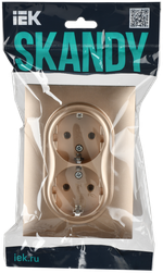 SKANDY Розетка 2-местная с заземлением без защитных шторок 16А в сборе SK-R08Sa песочный IEK