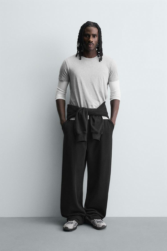 ZARA ДЖОГГЕРЫ WIDE-FIT, ЧЕРНЫЙ
