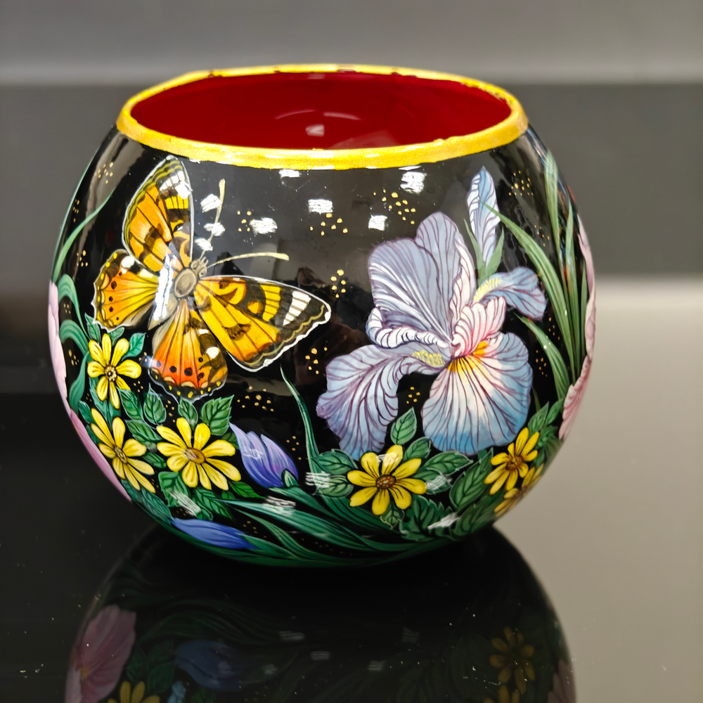 Вазочка с ручной росписью Палех "Ирисы"