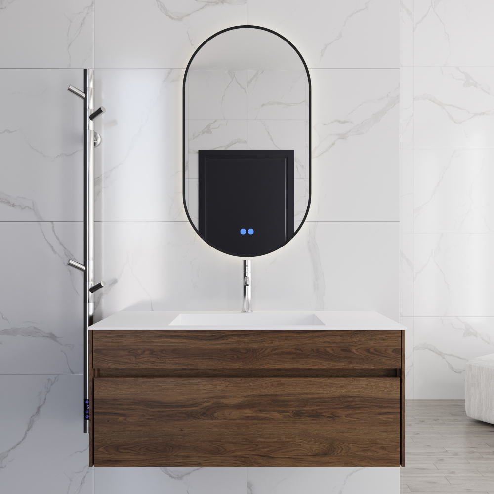 База под раковину Chiara 1000 подвесная, 1 выкатной ящик soft-close, C.Oak