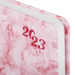 Ежедневник датированный 2023 А5 138x213 мм BRAUBERG "Marble", под кожу, розовый, 114019
