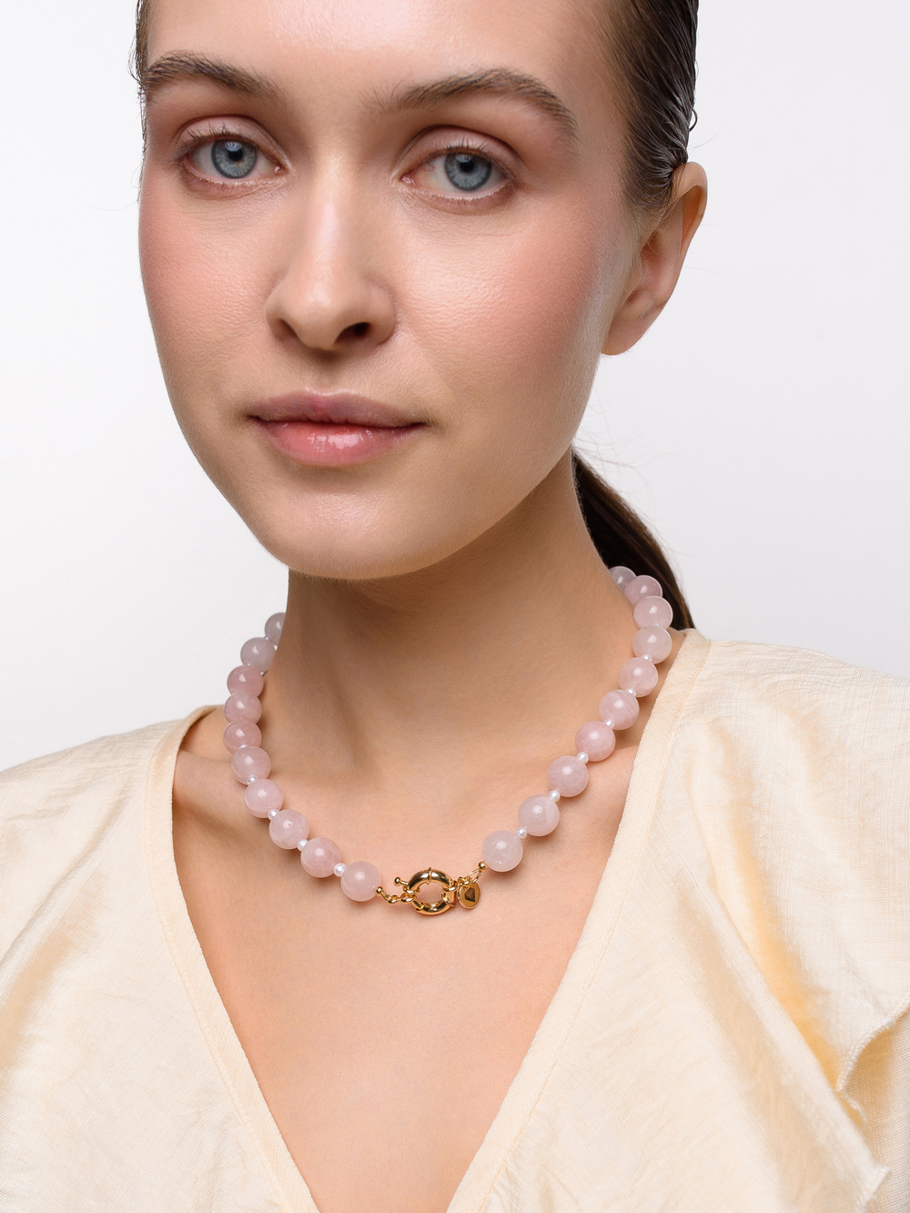 Колье "Bon" из розового кварца Gold