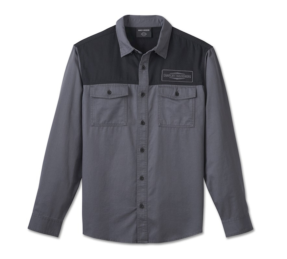 Рубашка Men's Stacked Bar & Shield Long Sleeve Shirt Harley-Davidson