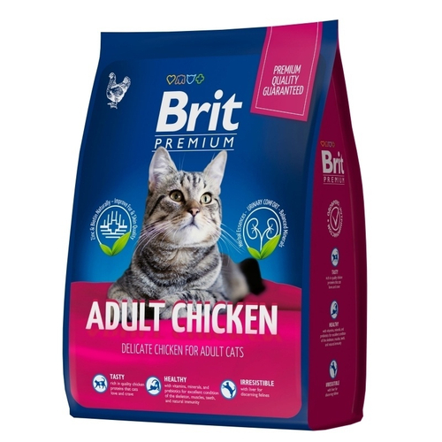 Сухой корм Brit Premium Cat Adult для взрослых кошек, курица, 800 г