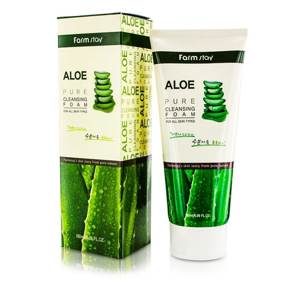 Пенка для умывания с экстрактом алоэ FarmStay Aloe Pure Cleansing Foam, 180мл.