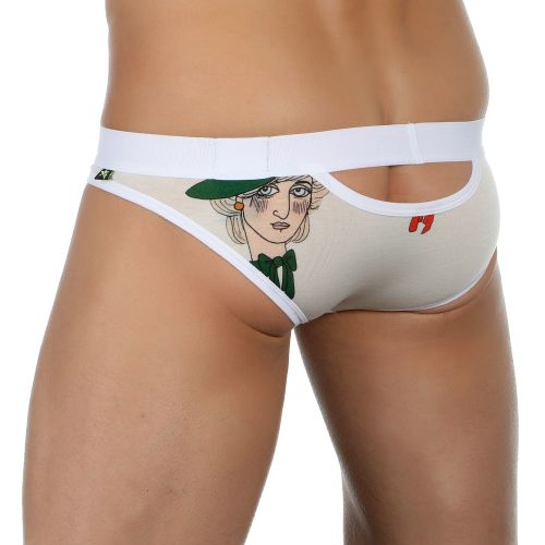 Трусы мужские брифы белые с вырезами спереди и сзади Van Baam 39313