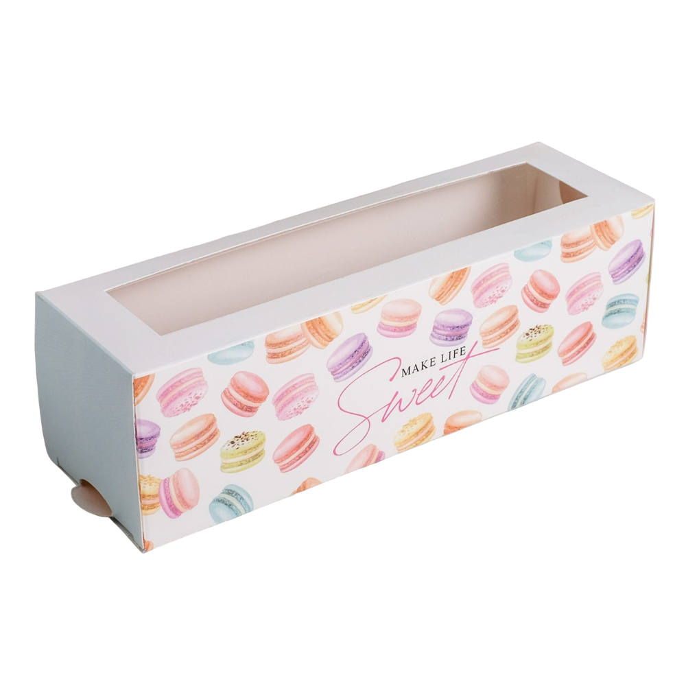 Коробочка для макаронс «Make life sweet», 18 х 5.5 х 5.5 см