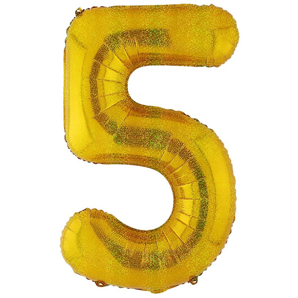 Шар фольгированный Цифра 5 105 см (Золотой)