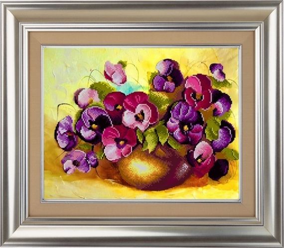 Анютины глазки -картина со стразами, CK001