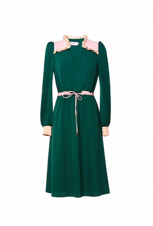 Платье с кулиской зеленое 15-01-19FW