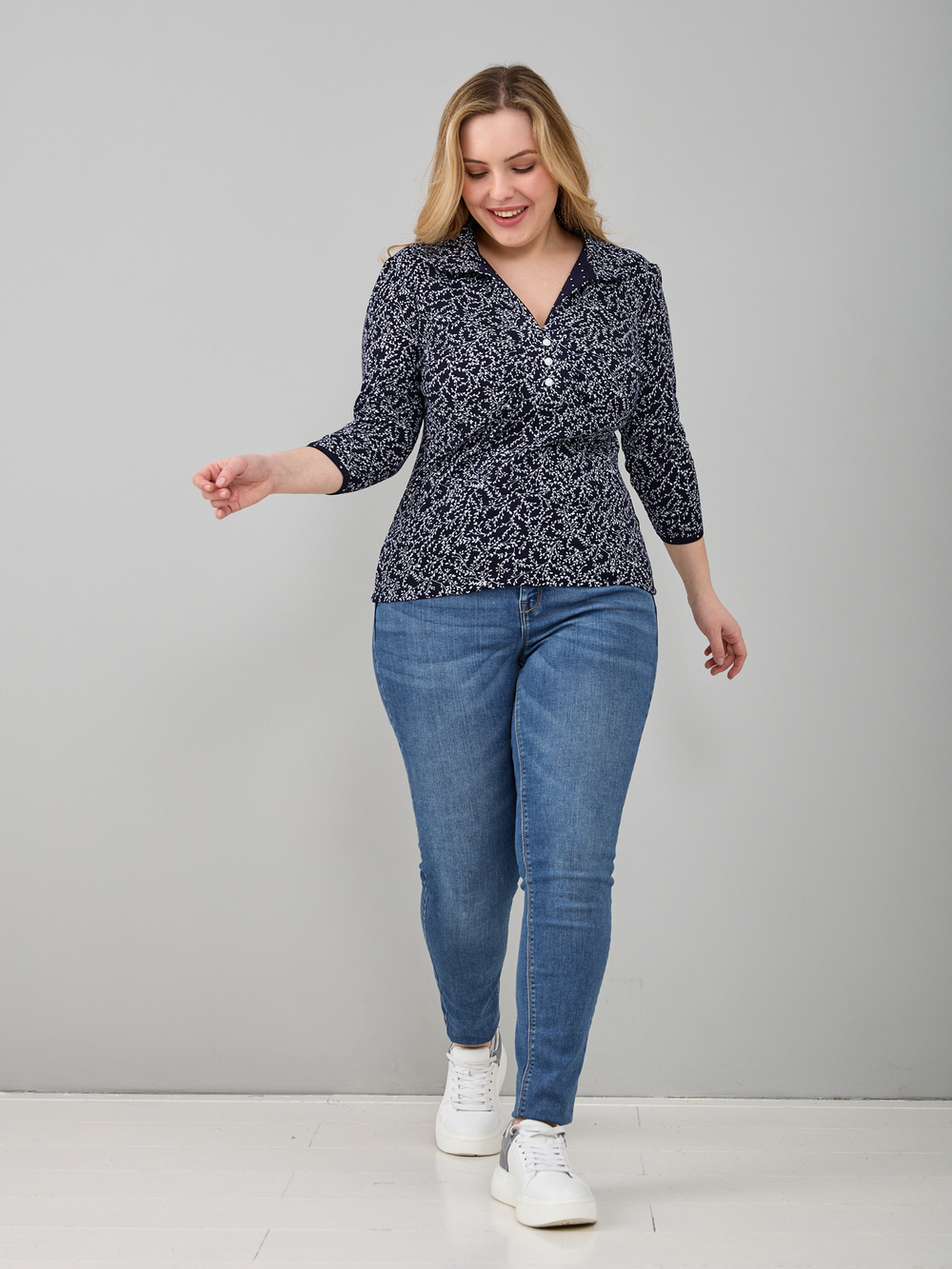 Блузка БЛ-015/синяяветочка