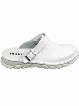 09 | "Lika" | Белые женские медицинские сабо натуральная кожа (перфорация)