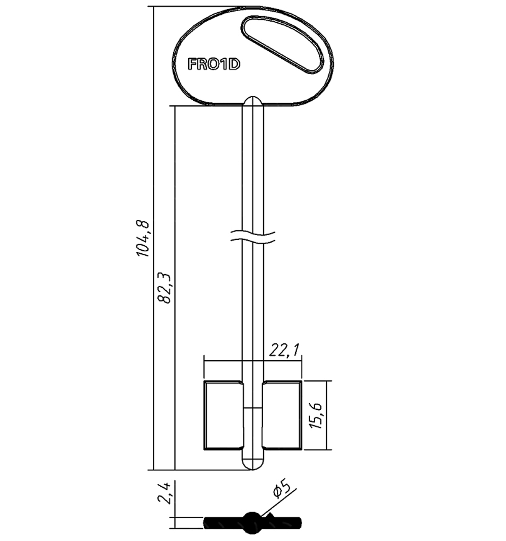 Заготовка сувальдного ключа 10523 FRO1D Fuaro