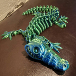 Веселый Крокодил-скелетон, гибкая шарнирная игрушка-антистресс, 3D печать, 32 см, сине-зеленый