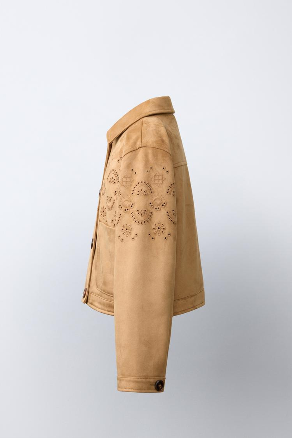 ZARA КУРТКА ИЗ ИСКУССТВЕННОЙ ЗАМШИ С ВЫШИВКОЙ, РЫЖЕВАТО-КОРИЧНЕВЫЙ