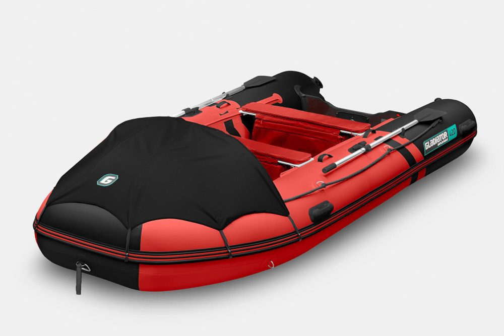 Надувная лодка GLADIATOR E420PRO красно-черный