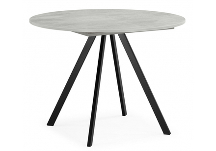 Стол деревянный Woodville Карпер 90(120) бетон метрополитан, черный матовый, ножки черные