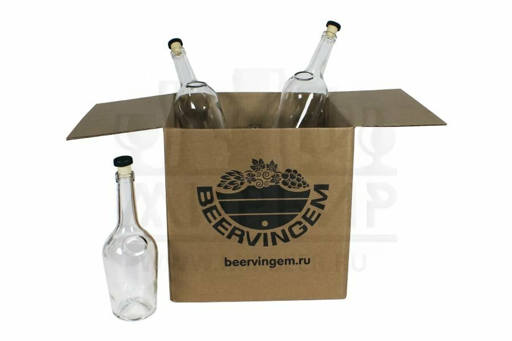 Бутылки коньячные с пробкой 0,5 л, 9 штук в картонной коробке