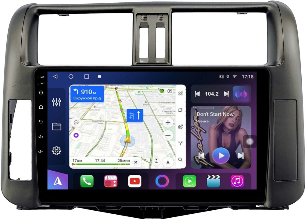 Магнитола для Toyota Land Cruiser Prado 150 2009-2013 (рамка графит) - FarCar BM7041GM на Android 13, QLED, TS10, 4Гб+32Гб, CarPlay, 4G SIM-слот