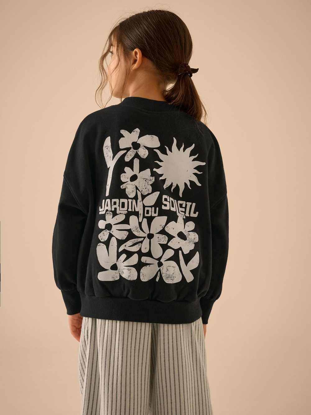 Толстовка и брюки широкие в комплекте для девочки Next E61-407, Черный, Молочный