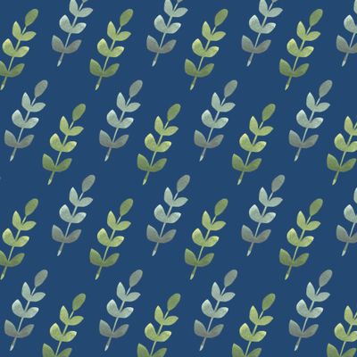 Buy blue fabric watercolor leaves