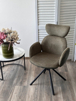 Стул М-City DISAUR Варди (Vardy) поворотный на 360 градусов, Зеленый, ткань, 7525-156 Зеленый, Велюр, Черный