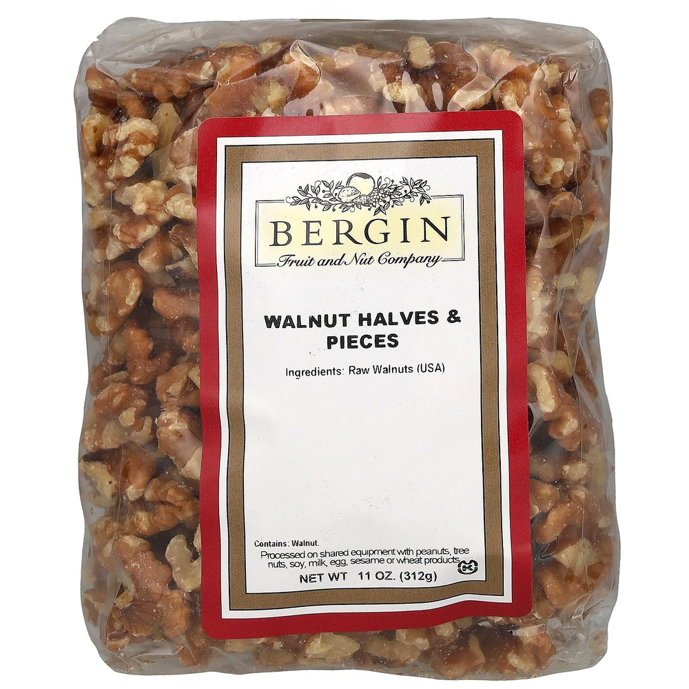 Bergin Fruit and Nut Company, Грецкий орех половинками и кусочками, 312 г (11 унций)