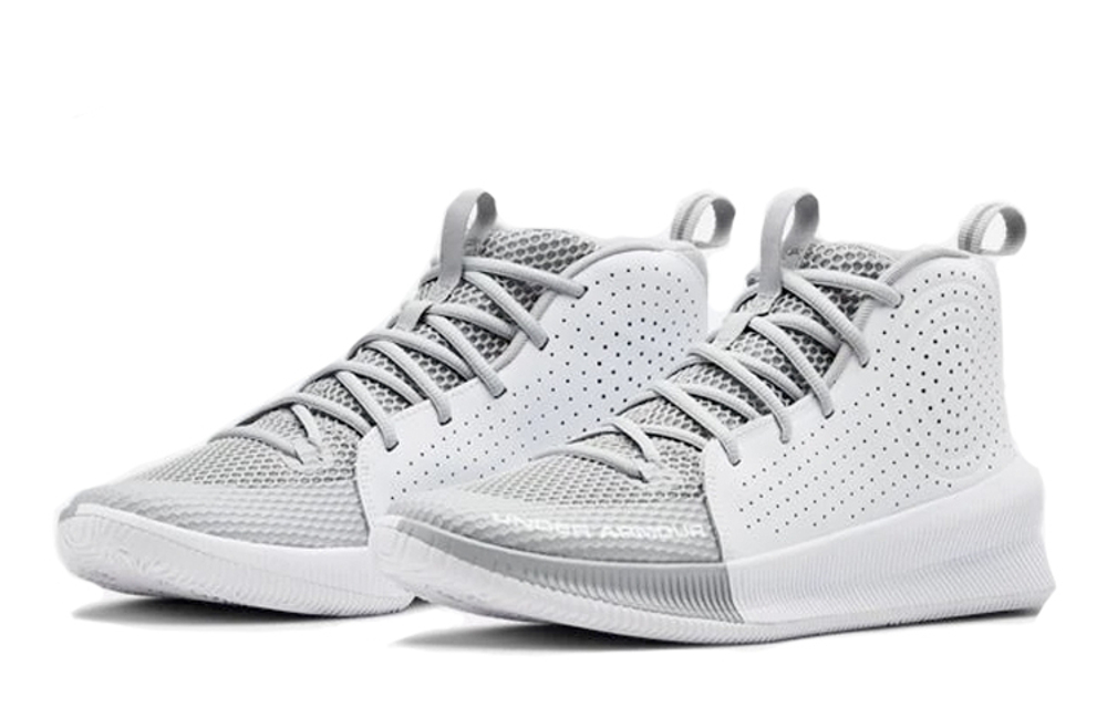 Under Armour Jet mid-cut actual combat basketball shoes men's gray and white