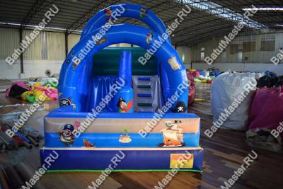 Надувной коммерческий батут-горка "Морской бой", 6*3,3*5 м.
