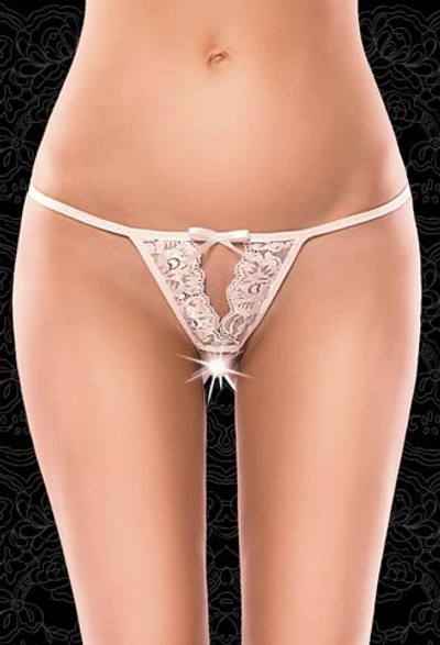 Ажурные стринги с открытой областью бикини (Размер: M-L) (Цвет: белый)