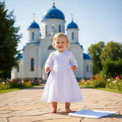 Крестильный набор «Кружева» для девочки (платье-халатик с косыночкой)