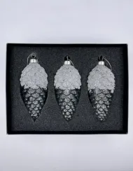 Набор елочных шишек Лесная прохлада 14х6 см., черный, стекло, 3 шт., Christmas DeLuxe (13120-1)