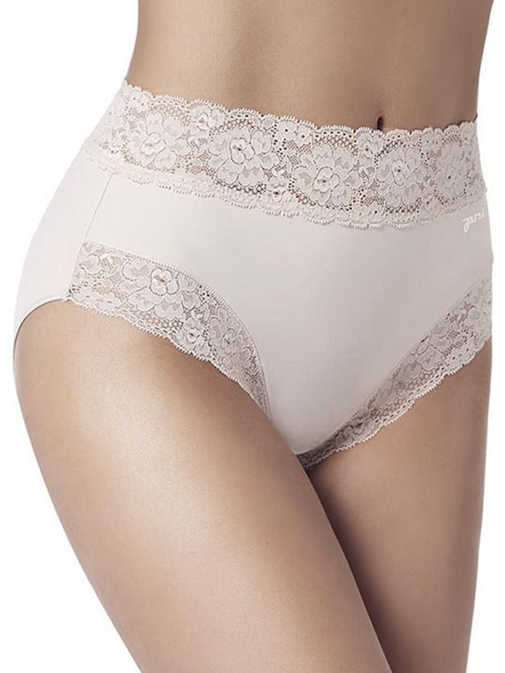 Высокие трусики-слипы с широкой кружевной оторочкой Dolce Micro (Размер: M) (Цвет: белый)