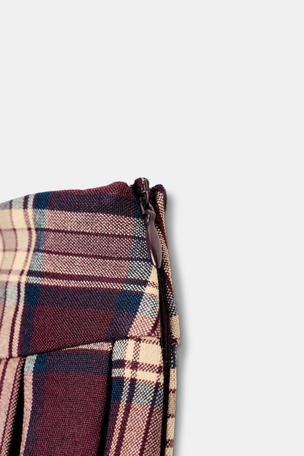 ZARA ЮБКА-ШОРТЫ В КЛЕТКУ В СКЛАДКУ, ГРАНАТОВЫЙ