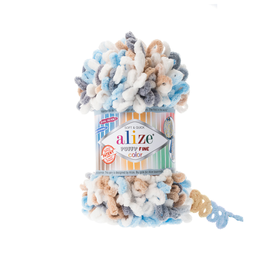 Пуффи файн колор (Puffy fine color) пряжа Alize 100%микрополиэстер 5х100г/14.5 м (5946)