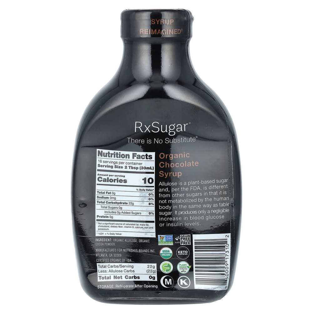 RxSugar, Органический шоколадный сироп, 16 жидких унций (473 мл)