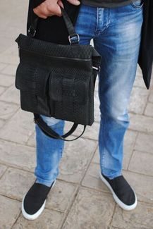 Стильная мужская сумка из кожи питона BG-410