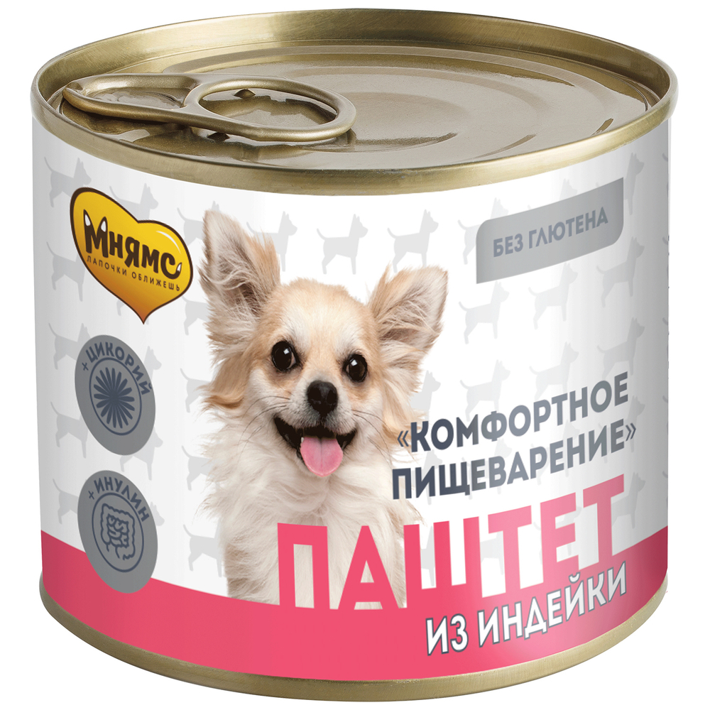 Мнямс Консервы для собак Паштет с индейкой "Комфортное пищеварение", 200 г