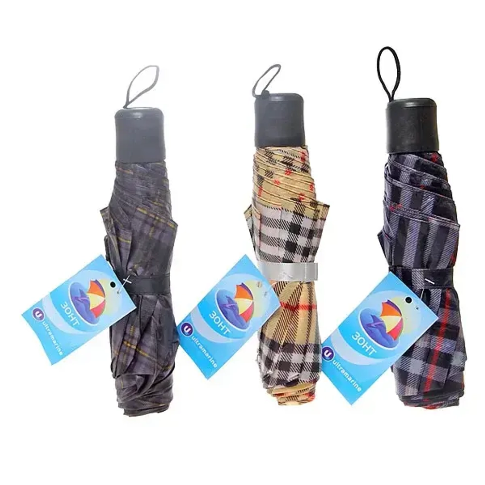 Зонт мужской механический «Ultramarine», клетка, 8 спиц, d-105см, длина в слож. виде 24см