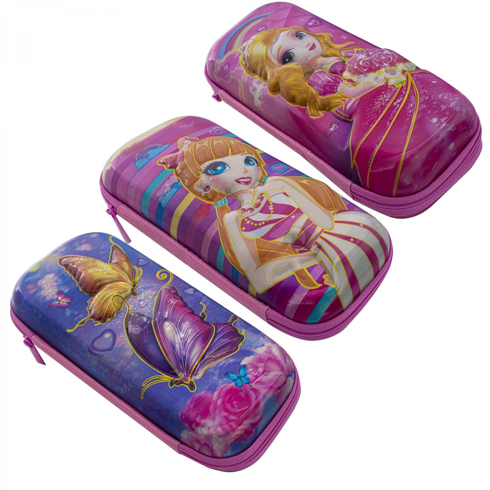 Пенал EVA Alingar, 1 отделение, карман сетка, голографика, молния, объемный рисунок, 50 х 100 х 220 мм ,"Принцессы", микс