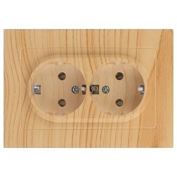 Розетка Intro Accent 6-205-11 двойная с заземлением 2X2P+E Schuko 16А-250В IP20 СУ AL/CU сосна | Intro