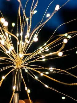 2 шт. Декоративный садовый уличный светильник по 200 ламп на солнечной батарее "Фонарик Фейерверк"