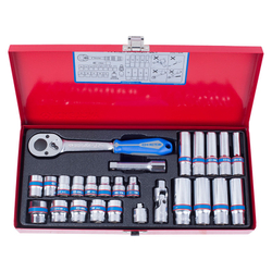 KING TONY (3527MR) Набор торцевых головок с принадлежностями 3/8", 6-гранные, 7-19 мм, 26 предметов