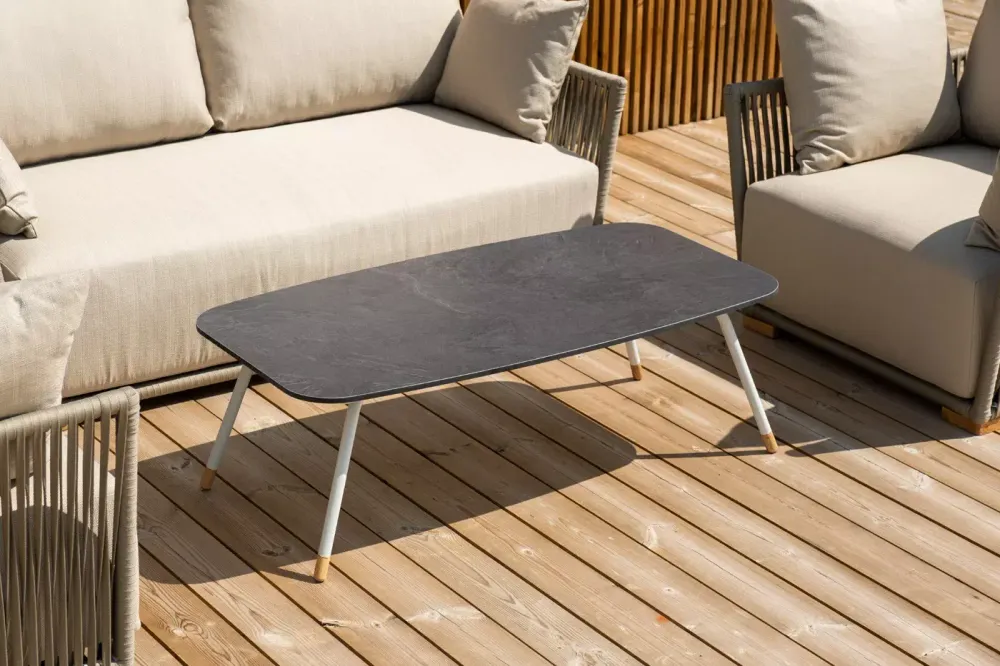 "Форли" лаунж-зона 4-местная плетеная из роупа (веревки), каркас алюминиевый светло-серый, роуп серо-коричневый